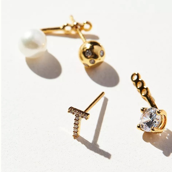 🆕 Anthropologie ‘N’ Monogram Front-Back Initial Statement Earrings - Picture 4 of 6